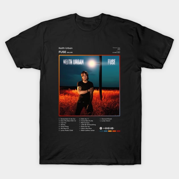 Keith Urban - Fuse Tracklist Album T-Shirt by 80sRetro